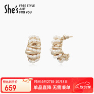 She's茜子環(huán)形小米珠耳環(huán)氣質(zhì)女士耳釘時(shí)尚耳飾生日禮物