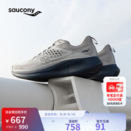 Saucony索康尼RIDE馭途17跑鞋男透氣緩震跑步鞋慢跑訓(xùn)練運(yùn)動(dòng)鞋淺灰43