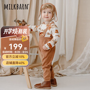 Milkbarn春秋寶寶背帶褲 6-24月男女童外穿長(zhǎng)褲嬰兒可愛(ài)休閑褲子 紅棕色 73 cm