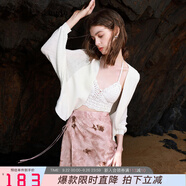 伊布都2025夏季新款寬松蝙蝠袖罩衫針織衫短款開衫小外套女 米白色 M 160/84A