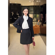 哥弟（GIRDEAR）秋季新款氣質(zhì)千金小香風(fēng)時(shí)尚優(yōu)雅A字短裙半裙120042 黑色 L 4碼