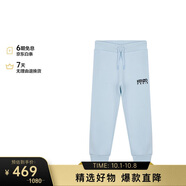 高田賢三（KENZO） 男童淺藍色棉質LOGO刺繡休閑運動長褲 K24286 791 5A 