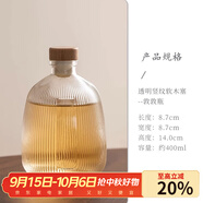 瓷牌茗茶具（cipaiming teaset）夏日圍爐冰茶功夫茶具配件家用客廳大容量泡茶壺果汁飲料杯子套裝 透明豎紋軟木塞敦敦瓶（400ML)