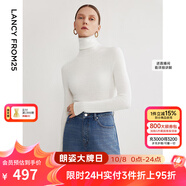 朗姿【王楚然同款】純羊毛高領(lǐng)針織衫秋冬內(nèi)搭打底上衣曠野美拉德 本白色 M