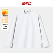SPAO韓國同款重磅百搭長(cháng)袖T恤男冬季純色寬松休閑打底衫SPCX25SG02LD 白#純色 L 【建議120-140斤】