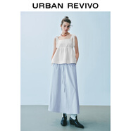 UR2025秋季新款女裝時(shí)尚超寬松蕾絲拼接中長(cháng)款半裙UYY550016 粉藍 (偏寬松) S (XS-S)