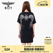 BOY LONDON秋女款裙子銀色老鷹立體印花朋克風(fēng)連衣裙W17011 黑色 S