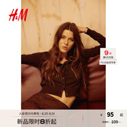 H&M女裝毛針織衫秋季薄款時(shí)尚法式慵懶短款打底衫m(xù)iu系開衫0579541 深棕色 XXS 155/76