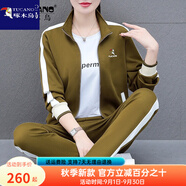啄木鳥純棉休閑運(yùn)動(dòng)套裝女衛(wèi)衣女春秋季2025年新款棉質(zhì)外套秋裝三件套 橄欖綠6878 XXL(建議125-139斤)