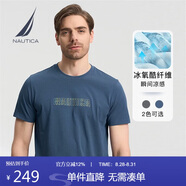 諾帝卡（NAUTICA）男裝夏季款休閑親膚舒適短袖圓領T恤男TO3204 藍色4MY 2XL