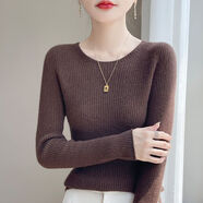 恒源祥毛衫女簡(jiǎn)約時(shí)尚圓領(lǐng)打底衫女秋冬新款內(nèi)搭低領(lǐng)毛衣修身長(zhǎng)袖毛 咖啡色 M 96-108斤