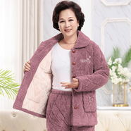哲漢湖南省服加絨加厚女士秋冬季款棉襖睡衣中老年人三層珊瑚絨保暖 601 L