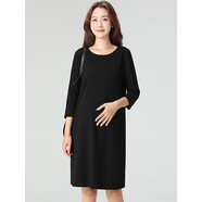 弗依郝小紅書(shū)爆款孕婦職業(yè)裝連衣裙工作服2025夏季新款寬松孕期黑色 黑色(七分·袖夏款) L