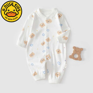 G.DUCKKIDS小黃鴨秋冬純棉嬰兒連體衣新生兒衣服薄款睡衣寶寶哈衣打底內(nèi)衣 藍(lán)泡熊頭連體衣春秋L(fēng)XF 59cm 碼