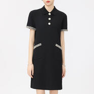 GIRDEAR/哥弟小香風(fēng)連衣裙優(yōu)雅高級POLO領(lǐng)氣質(zhì)顯瘦短裙1500297 經(jīng)典黑 S 2