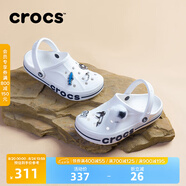 crocs卡駱馳洞洞鞋貝雅卡駱班輕便耐磨一腳蹬休閑鞋|205089 白/深藍(lán)-126 43 (270mm)