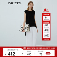PORTS寶姿 商場同款新品女裝百搭不規(guī)則下擺針織衫LL8K802RKE004 黑色 L