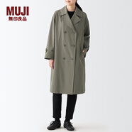 無印良品（MUJI）女式 不易沾水 雙排扣大衣 風(fēng)衣 外套秋 淺灰棕色 2A S（155/80A）