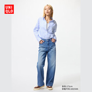優(yōu)衣庫女裝寬松直筒牛仔褲/水洗產(chǎn)品/闊感褲新款474934 479001 479001/64湖藍色 25 /160/64A