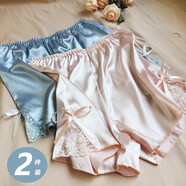 百吉祥夏季仿真絲打底褲女士外穿防走光安全褲女寬松短褲大碼蕾絲保險褲 紫色+粉色 L【120-140斤】