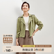 尚都比拉復(fù)古摩登翻領(lǐng)拉鏈鹿皮絨短外套女春秋休閑百搭?yuàn)A克 抹茶綠 M 