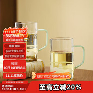唯銘諾玻璃杯花茶杯子果汁杯牛奶杯帶把水杯男女西湖綠茶杯400ml