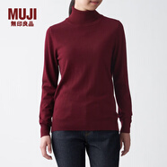 無印良品 MUJI 女式  天竺 高領(lǐng)毛衣 女款黑色長袖針織衫秋冬毛衫BAG05A0A 紫紅色 M