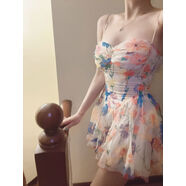 714越南等了2個(gè)月才收到做了防走光褲美女的連衣裙 印花連衣裙不加短褲 XS XS