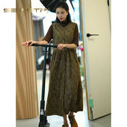 夏典素訂女王（SE.PSTP）時(shí)尚氣質(zhì)背心裙2025秋季新款百搭純色高領(lǐng)上衣花色寬松大碼馬甲裙 背心裙 M 建議80-110斤