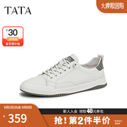 他她（TATA）七夕小白鞋皮面男士休閑鞋百搭運(yùn)動(dòng)透氣春夏經(jīng)典板鞋男PBW03B 白/灰 40