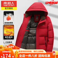 南極人中年男士可脫卸連帽加厚保暖棉服冬季商務(wù)休閑短款防寒服棉襖外套 紅色 XL