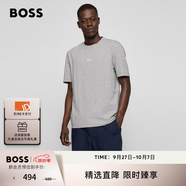 BOSS博斯【禮物】男士徽標印花彈力棉寬松短袖T恤 051-灰色 L