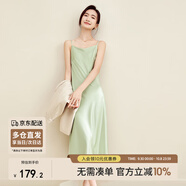 尚都比拉夏季氣質(zhì)V領通勤吊帶連衣裙高級感光澤性感純欲風裙子 清新綠 XL