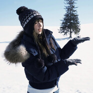 詩(shī)蒂淑2025新款冬韓系甜美小個(gè)子短款潮加厚保暖棉衣棉襖羽絨棉服女外套 藏青色 S 建議90-105斤