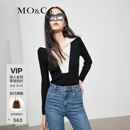 MO&Co.針織衫撞色千金針織小香風(fēng)休閑針織衫女黑色針織衫摩安珂 黑色-第2批 S 160