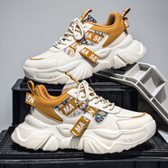 森馬紅色馬年過(guò)年鞋子男款秋2025冬季本命年國風(fēng)透氣老爹跑鞋 米黃 43