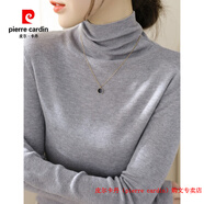 皮爾卡丹（pierre cardin）品牌高檔輕奢羊毛修身長(cháng)袖堆堆高領(lǐng)內搭針織打底衫女裝秋冬2024慵 品牌高端新品-花灰色+優(yōu)質(zhì)面料 S 【建議80-110斤】