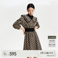 VEROMODA連衣裙秋季新款收腰翻領格紋七分袖假兩件3361015 黑色 170/88A/L