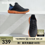 斯凱奇（Skechers）七夕禮物男鞋夏季百搭休閑鞋運動(dòng)鞋一腳蹬減震舒適透氣網(wǎng)面鞋 黑色/海軍藍色/65867-BKNV 40