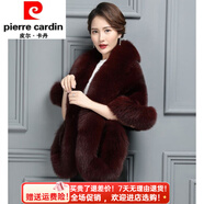 皮爾卡丹（pierre cardin）2025新款海寧加厚皮草披肩斗篷女旗袍婚紗白色貂皮狐貍毛水貂外套 酒紅色（升級加厚） 均碼