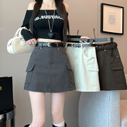 妹丫2025秋季新款實(shí)拍甜酷辣妹軍工裝百搭潮流高腰短裙A字半身裙褲裙 深灰色 M