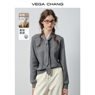 VEGA CHANG9.8上新【柔系精致】灰色系帶領(lǐng)毛衣 溫柔精致 針織衫 礫霧灰 M