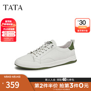 他她（TATA）小白鞋皮面男士休閑鞋百搭運動(dòng)透氣春夏經(jīng)典板鞋男PBW03B 淺白/綠 44