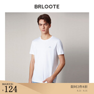 Brloote/巴魯特新疆長絨棉短袖T恤男圓領(lǐng)小白T夏季簡約百搭體恤衫上衣新品 白色 190/108A