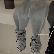 G.duck小黃鴨童裝女童褲子2025秋冬新款女孩彈力鉛筆褲兒童加絨拼接打底 淺灰色 90 碼