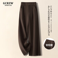GCRZW輕奢高端咖色毛呢闊腿褲女秋冬2025新款小個子九分休閑西裝直筒褲 毛呢-咖色-長褲 -常規(guī)腰 4XL /32 建議145-155斤