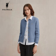 POLOWALK針織衫女打底衫內搭春秋款絞花針織開(kāi)衫春裝外套韓系女裝毛衣夾 藍色 【新款】 2XL (175)