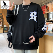 袋鼠（DAISHU）男生潮牌衛衣2025年新款春秋季青少年圓領(lǐng)上衣服寬松休閑長(cháng)袖t恤 10929-920黑色 M 約95-110斤可穿