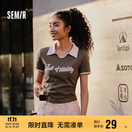 森馬（Semir）POLO衫女短款小心機撞色夏季復古字母緊身套頭衫109324115006