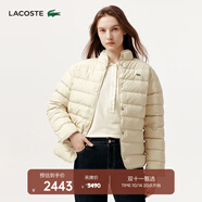 LACOSTE法國鱷魚女裝秋冬時尚潮流立領(lǐng)短款外套羽絨服女|BF5482 E8M/米色 M 38/165